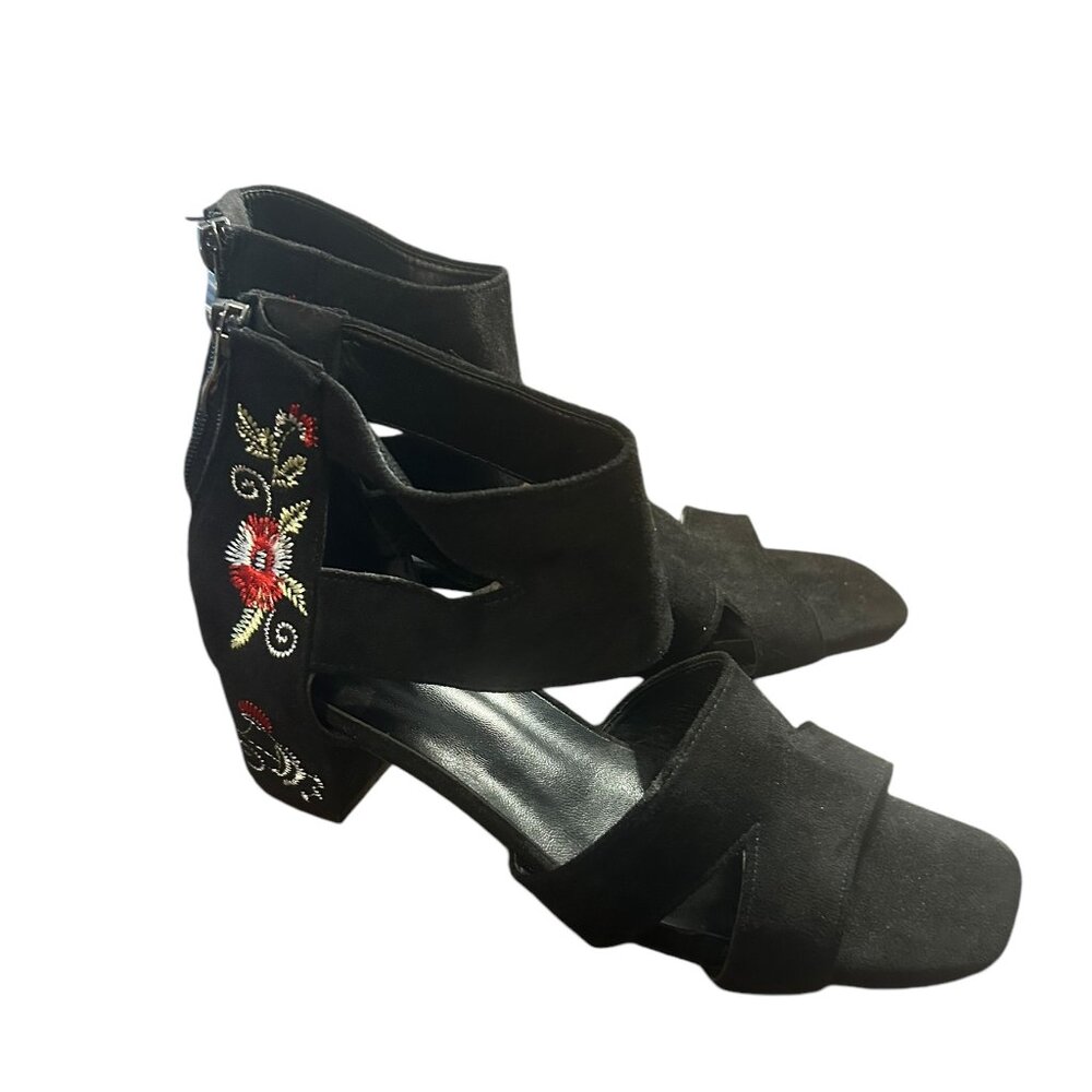 Black Heels with Floral Accents